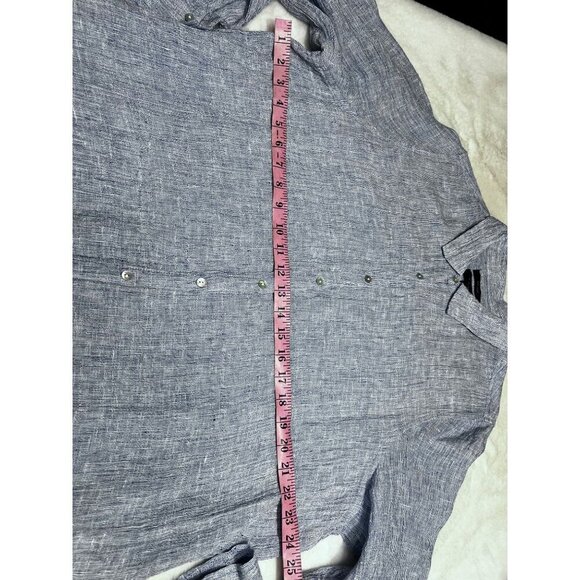 Tahari linen blue button up blouse size 1X - Picture 4 of 5